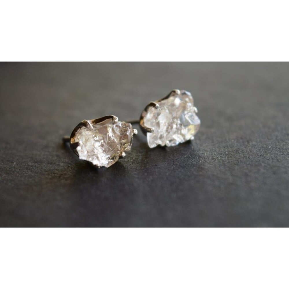 Lake County diamond earrings, 925 sterling silver, raw gemstones